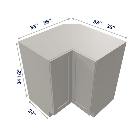 Misty-Grey Assembled Base Cabinet Corner Easy Reach or Lazy Susan Carousel
