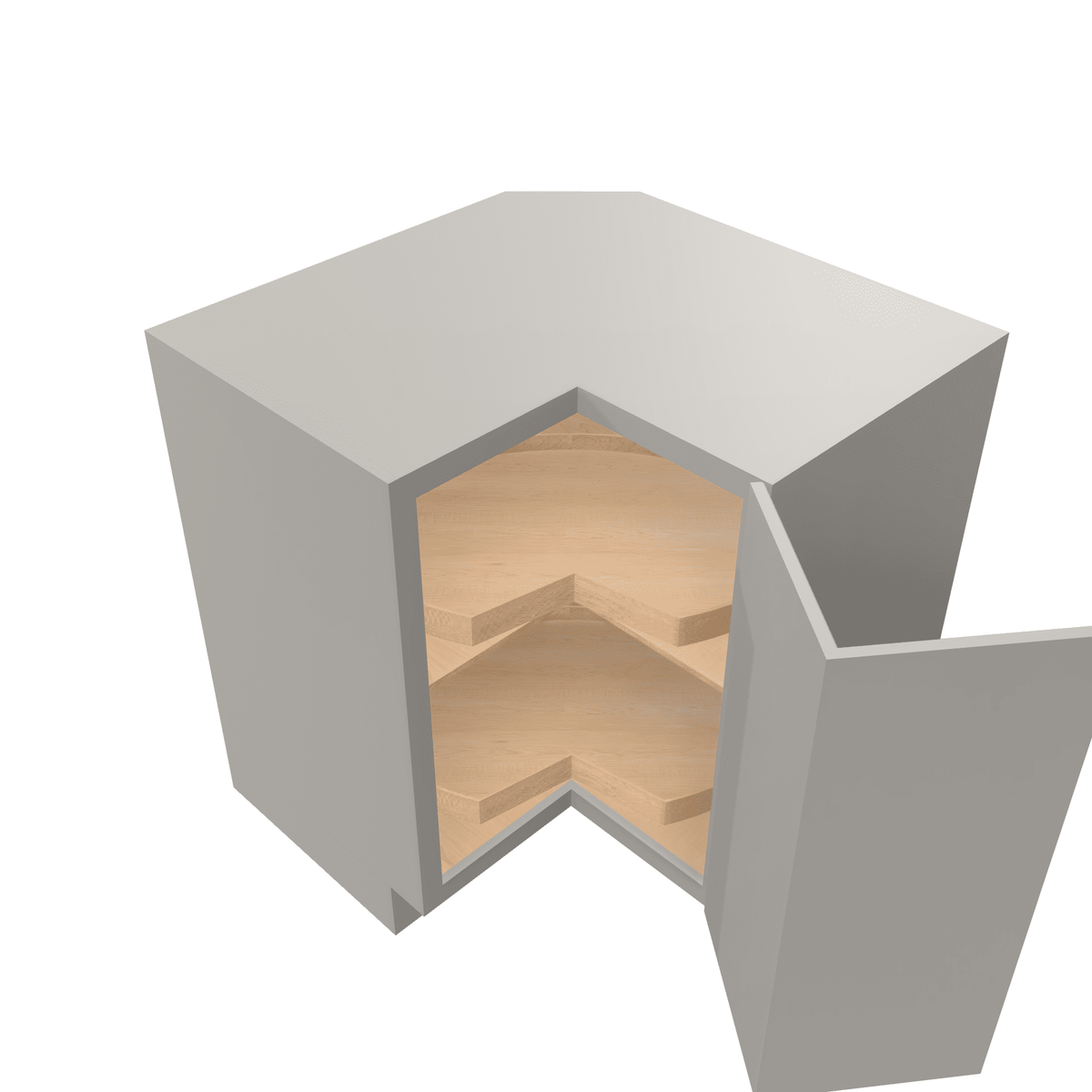 Misty-Grey Assembled Base Cabinet Corner Easy Reach or Lazy Susan Carousel