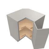 Misty-Grey Assembled Base Cabinet Corner Easy Reach or Lazy Susan Carousel