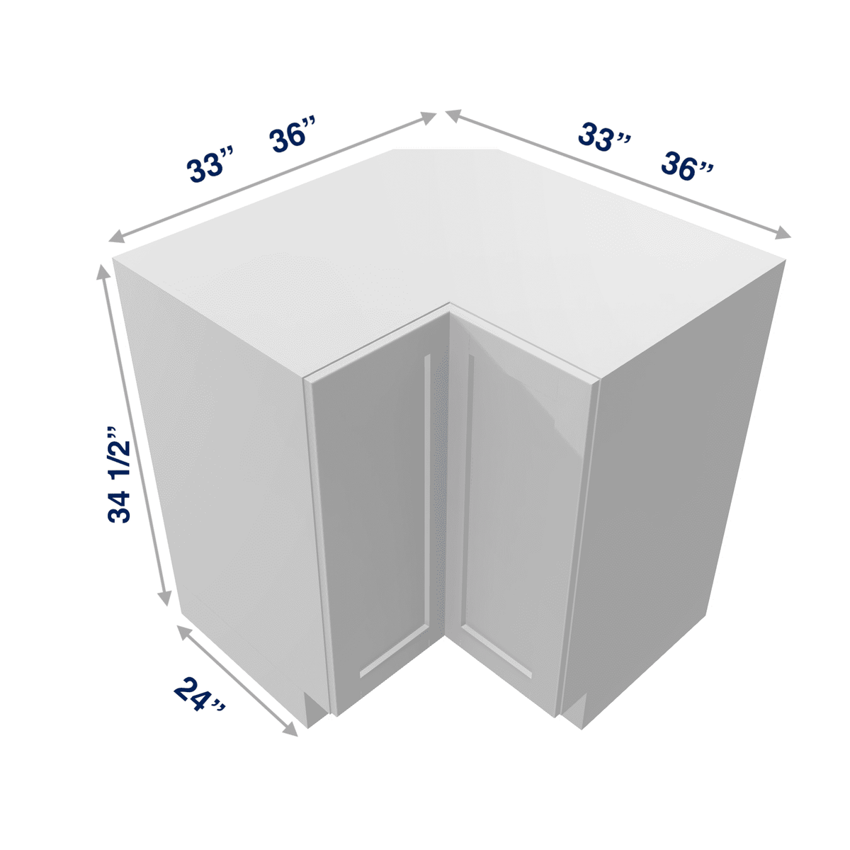 Luxor-White Assembled Base Cabinet Corner Easy Reach or Lazy Susan Carousel