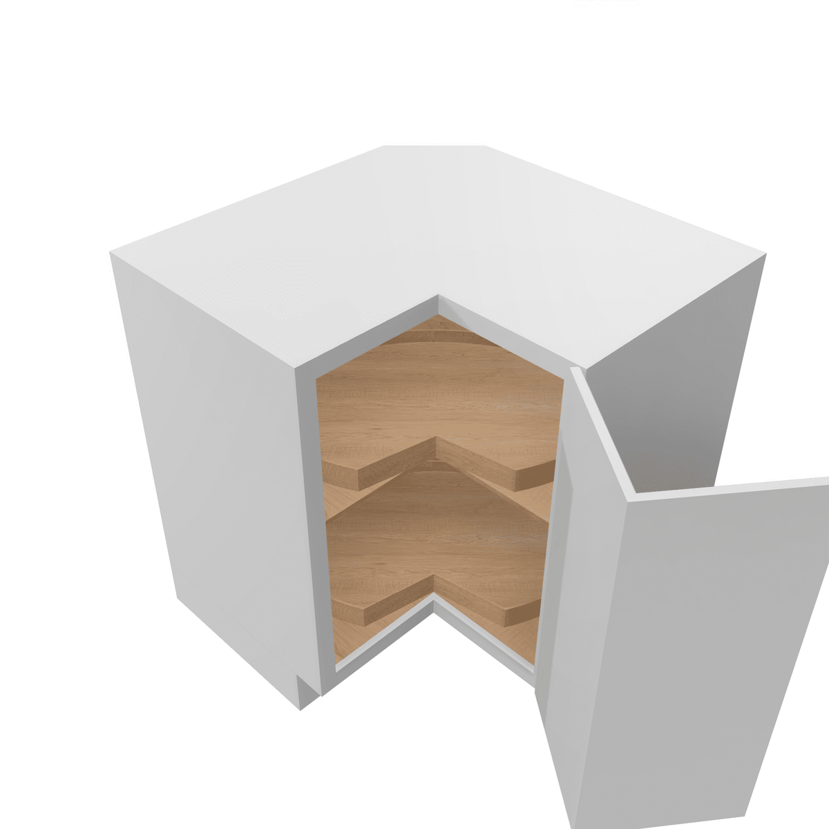 Luxor-White Assembled Base Cabinet Corner Easy Reach or Lazy Susan Carousel