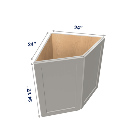 Misty-Grey Assembled Base Cabinet Transition End 2 Door 24" Wide