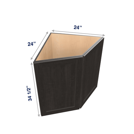 Smoky-Grey Assembled Base Cabinet Transition End 2 Door 24" Wide
