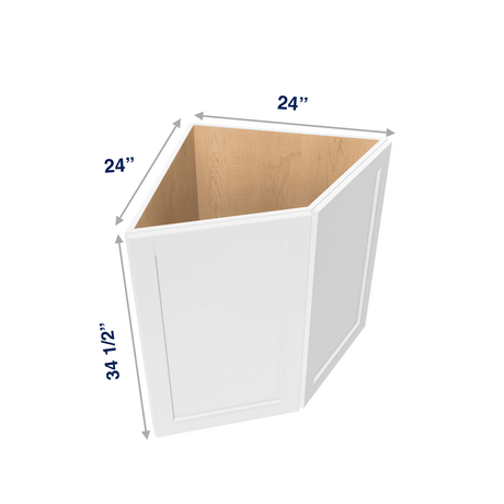Luxor-White Assembled Base Cabinet Transition End 2 Door 24" Wide