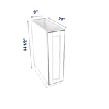 Smoky-Grey Assembled Base Cabinet 1 Door Full-Height 9" Wide (Tray Base)