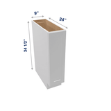 Luxor-White Assembled Base Cabinet 1 Door Full-Height 9" Wide (Tray Base)