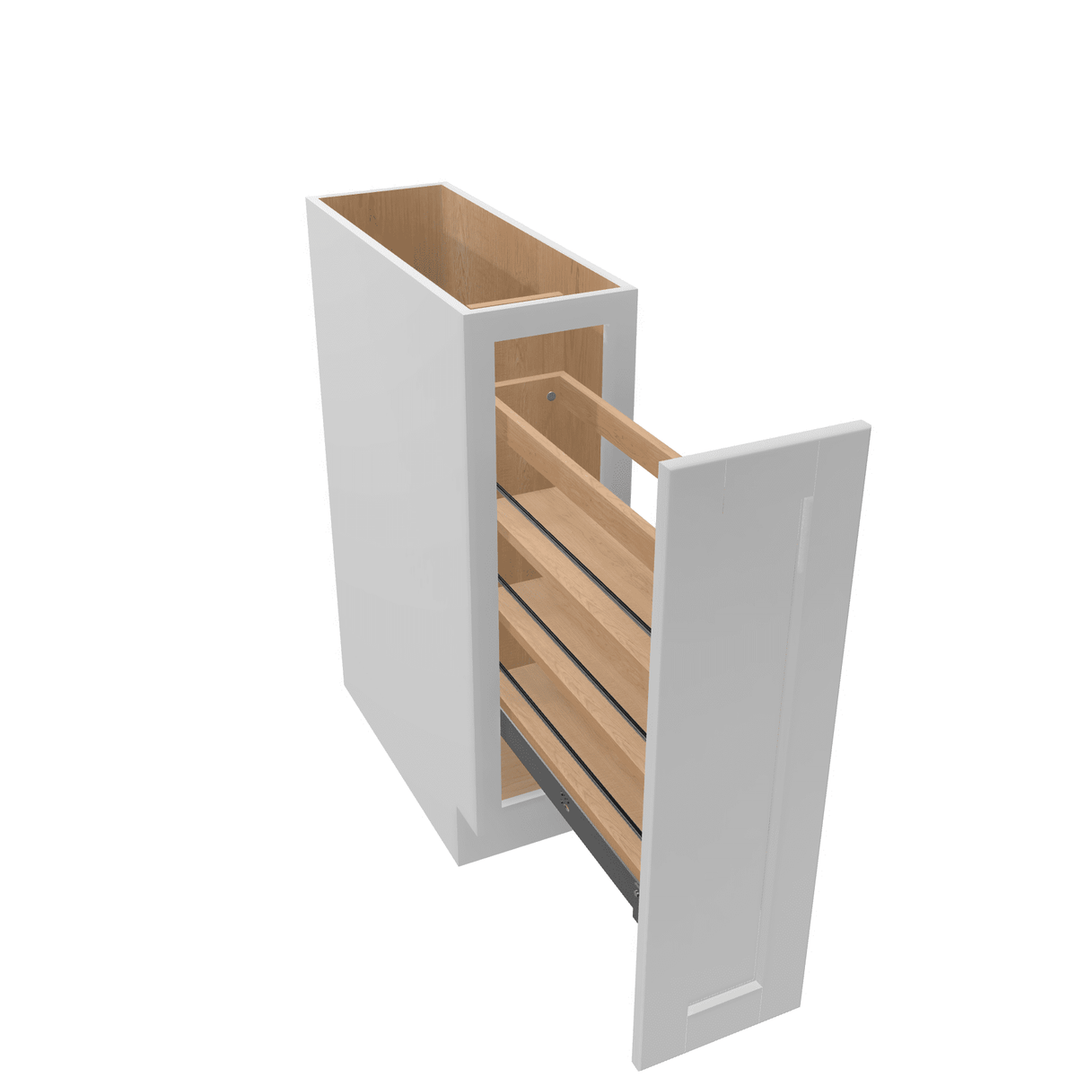 Luxor-White Assembled Base Cabinet 1 Door Full-Height 9" Wide (Tray Base)