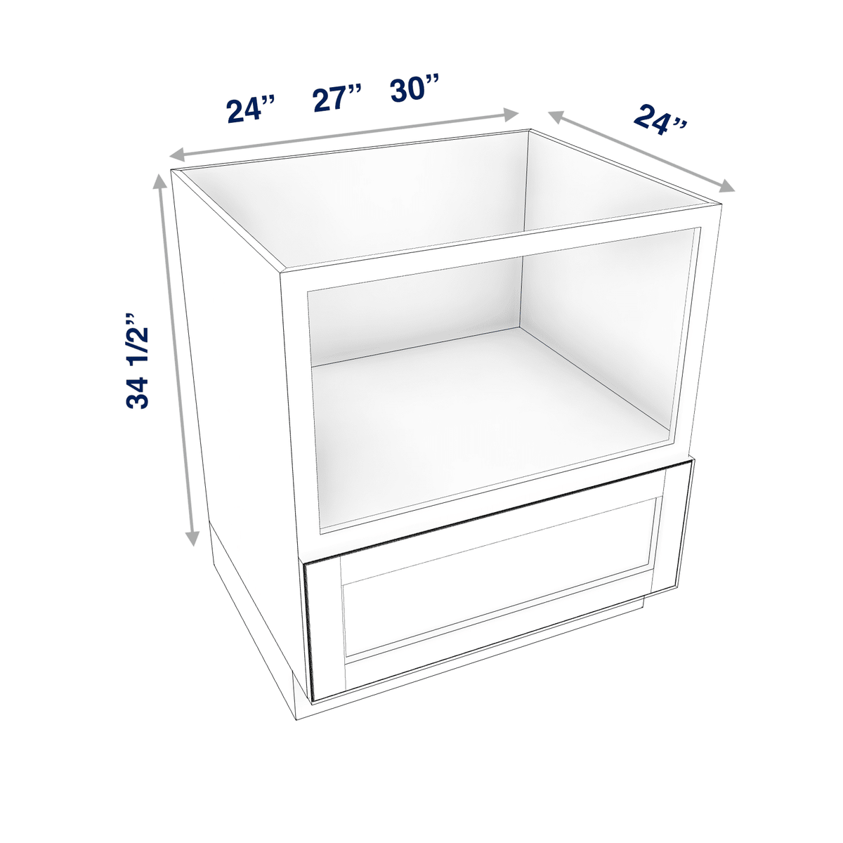 Smoky-Grey Base Cabinet Microwave 24" - 30" Wide
