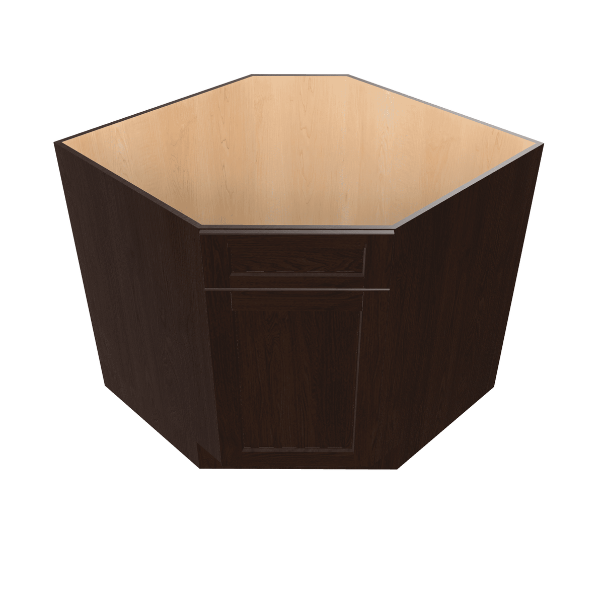Espresso Assembled Base Cabinet Sink Corner Diagonal 36" Wide FRAME