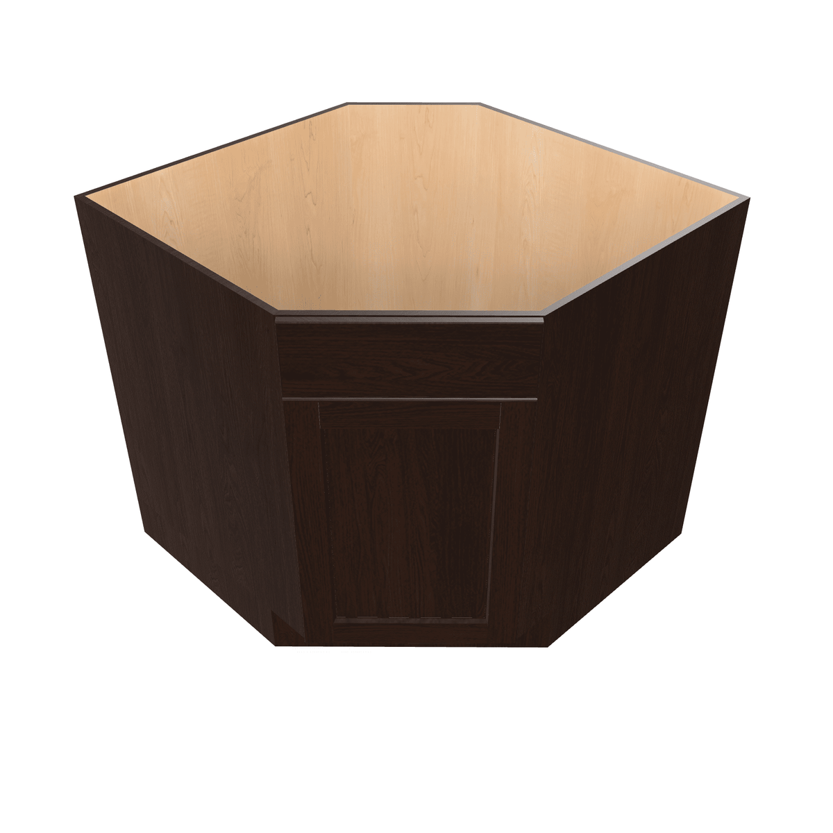 Espresso Assembled Base Cabinet Sink Corner Diagonal 36" Wide FRAME