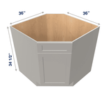Misty-Grey Assembled Base Cabinet Sink Corner Diagonal 36" Wide FRAME