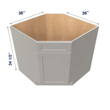 Misty-Grey Assembled Base Cabinet Sink Corner Diagonal 36" Wide FRAME