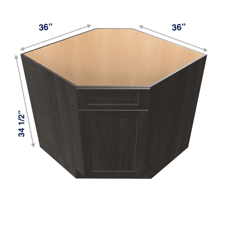 Smoky-Grey Assembled Base Cabinet Sink Corner Diagonal 36" Wide