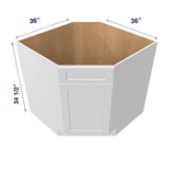 Luxor-White Assembled Base Cabinet Sink Corner Diagonal 36" Wide FRAME
