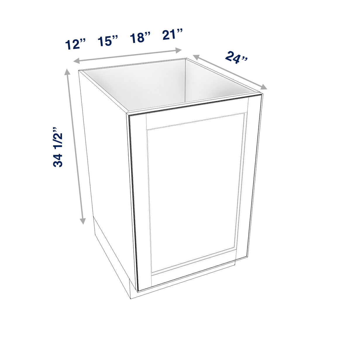 Smoky-Grey Assembled Base Cabinet 1 Door Full-Height