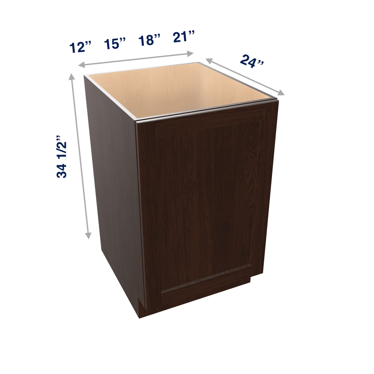 Espresso Assembled Base Cabinet 1 Door Full-Height
