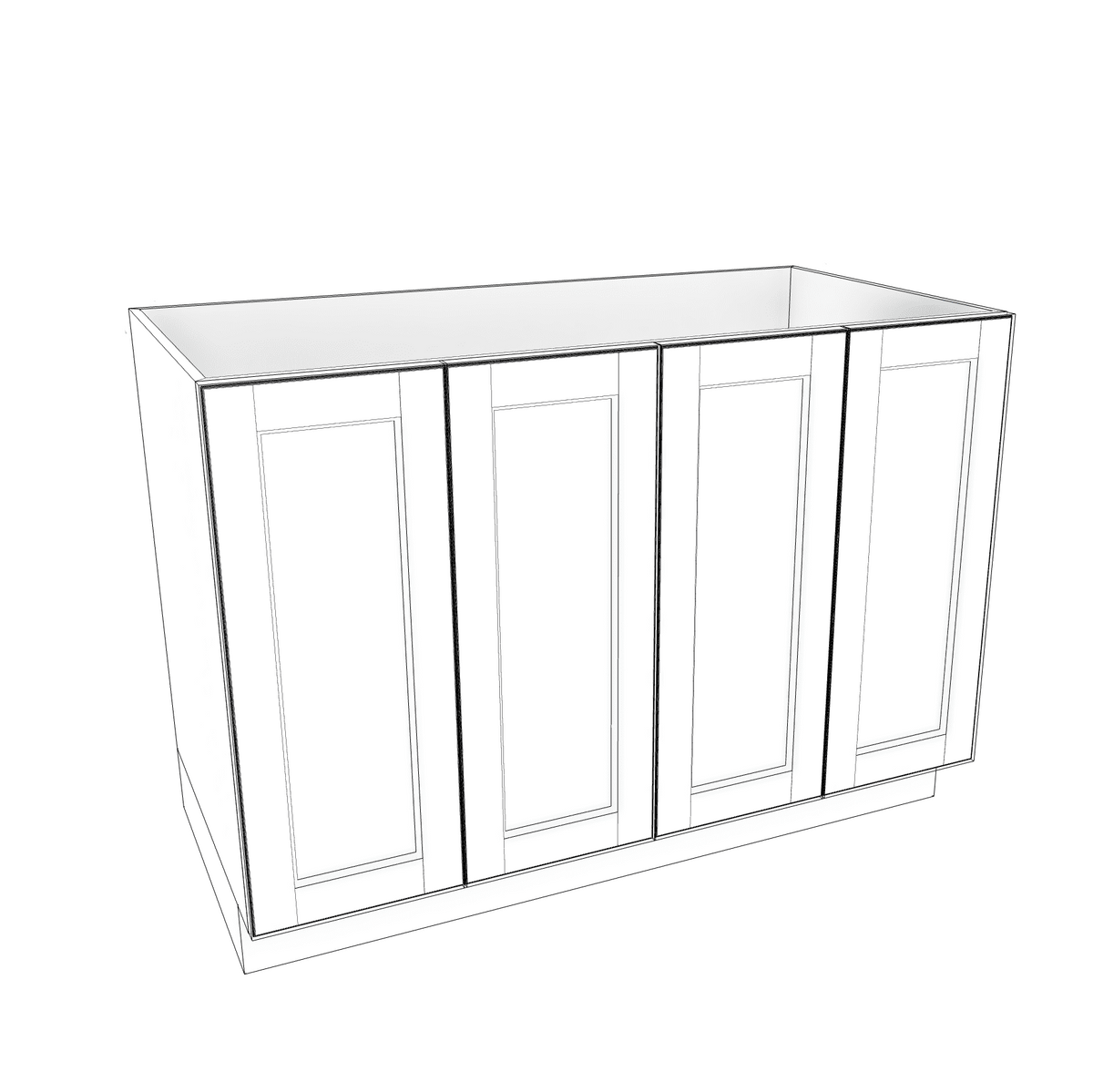 Smoky-Grey Assembled Base Cabinet 4 Door Full-Height 48" Wide