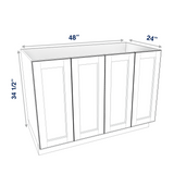 Smoky-Grey Assembled Base Cabinet 4 Door Full-Height 48" Wide