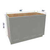 Misty-Grey Assembled Base Cabinet 4 Door Full-Height 48" Wide