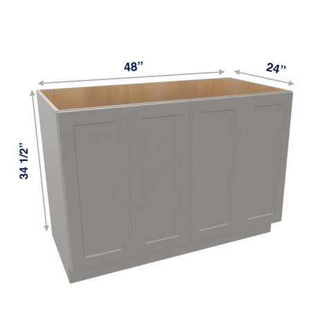 Misty-Grey Assembled Base Cabinet 4 Door Full-Height 48" Wide