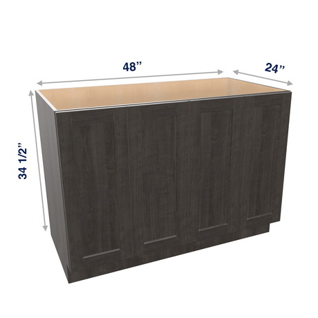 Smoky-Grey Assembled Base Cabinet 4 Door Full-Height 48" Wide