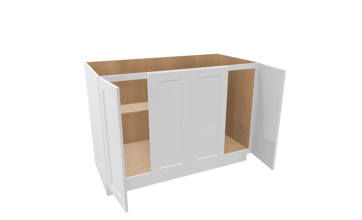 Luxor-White Assembled Base Cabinet 4 Door Full-Height 48" Wide