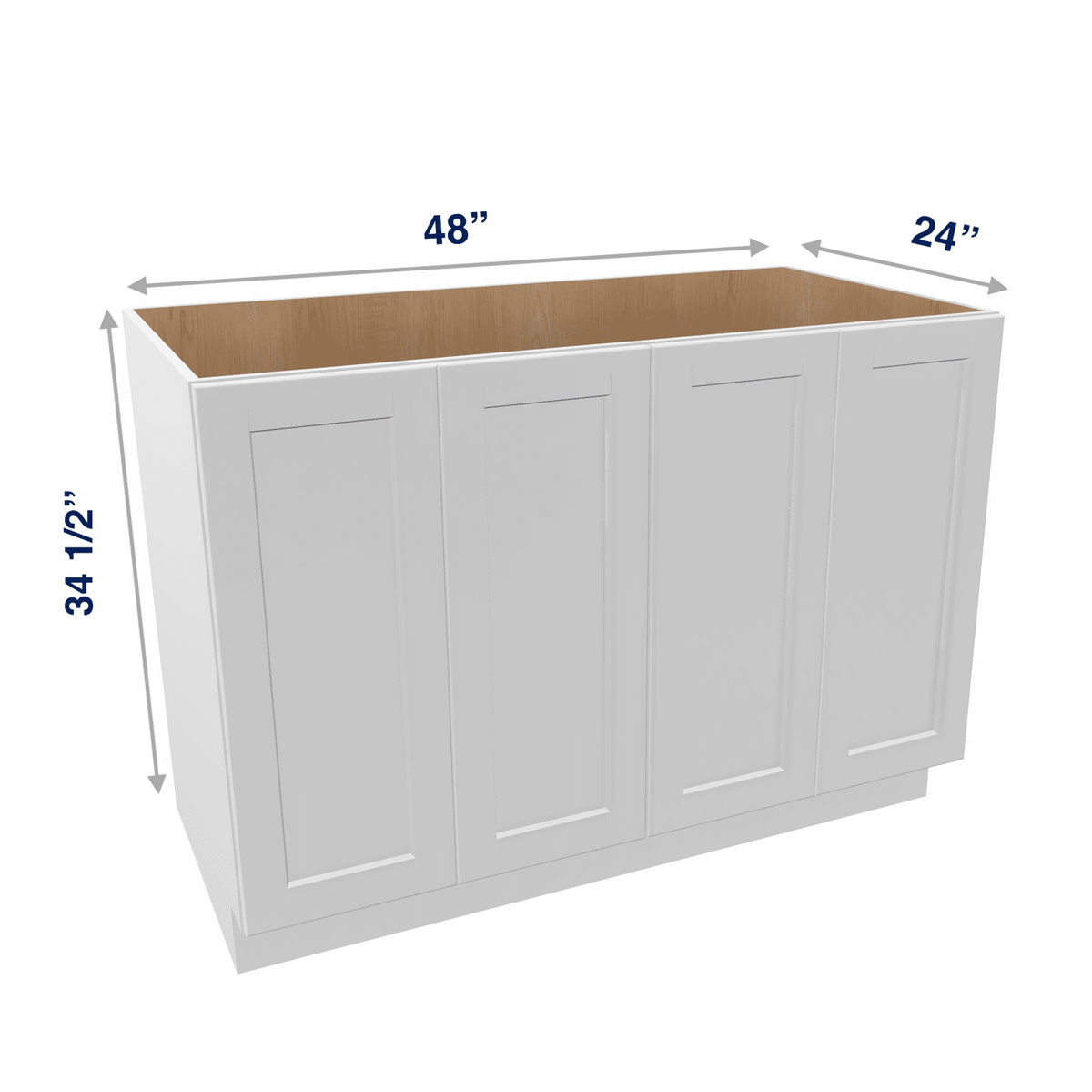 Luxor-White Assembled Base Cabinet 4 Door Full-Height 48" Wide