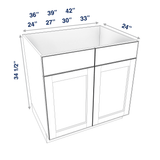Smoky-Grey Assembled Base Cabinet Sink - 2 Doors