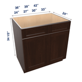 Espresso Assembled Base Cabinet Sink - 2 Doors