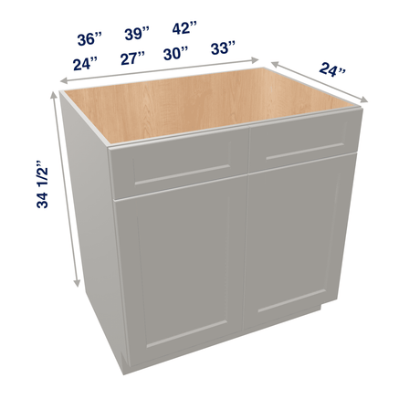 Misty-Grey Assembled Base Cabinet Sink - 2 Doors
