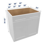 Luxor-White Assembled Base Cabinet Sink - 2 Doors