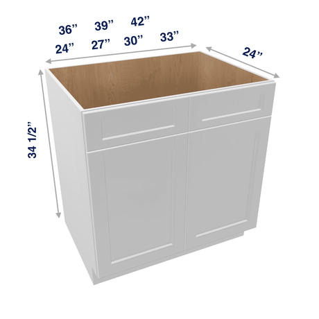Luxor-White Assembled Base Cabinet Sink - 2 Doors