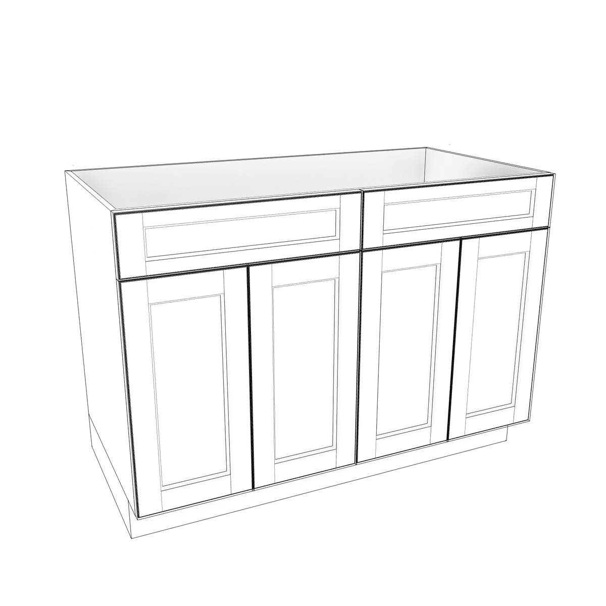 Smoky-Grey Assembled Base Cabinet Sink - 4 Doors 48" - 60" Wide