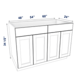 Smoky-Grey Assembled Base Cabinet Sink - 4 Doors 48" - 60" Wide