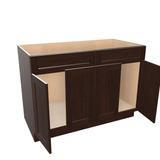 Espresso Assembled Base Cabinet Sink - 4 Doors 48" - 60" Wide