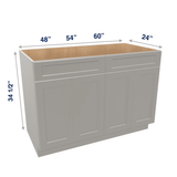 Misty-Grey Assembled Base Cabinet Sink - 4 Doors 48" - 60" Wide