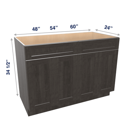 Smoky-Grey Assembled Base Cabinet Sink - 4 Doors 48" - 60" Wide