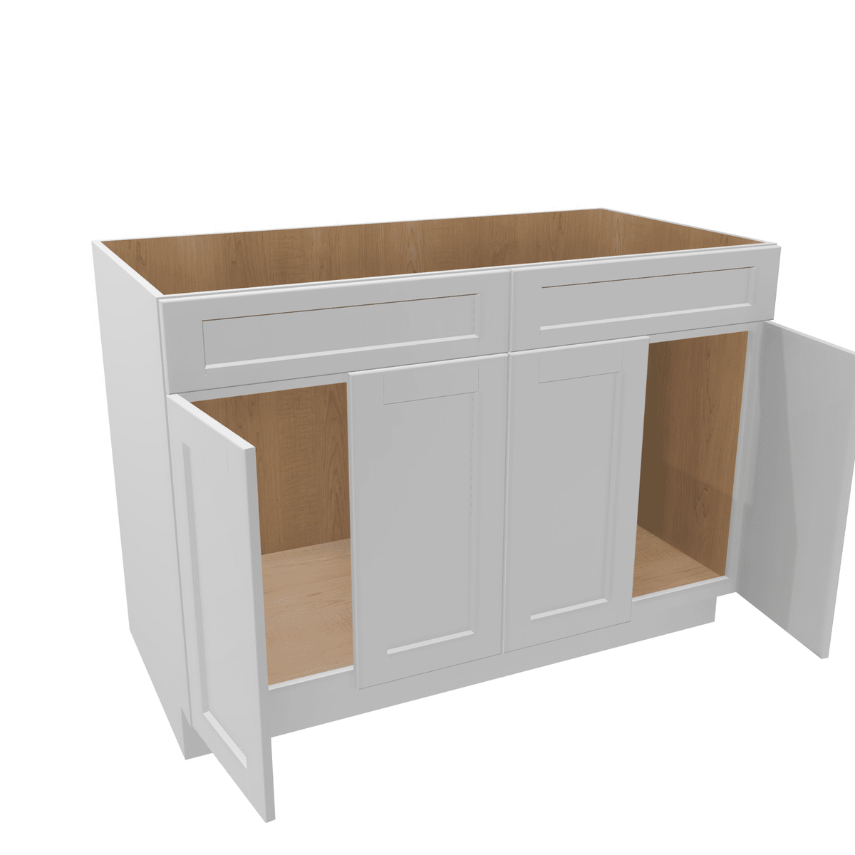 Luxor-White Assembled Base Cabinet Sink - 4 Doors 48" - 60" Wide