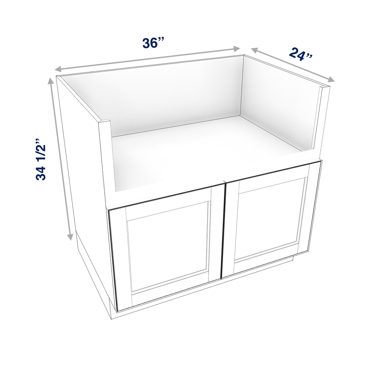 Smoky-Grey Assembled Base Cabinet Sink Base Farm Sink