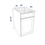Smoky-Grey Assembled Base Cabinet Recycle Trash Can 1 Drawer Pullout 15" or 18" Wide