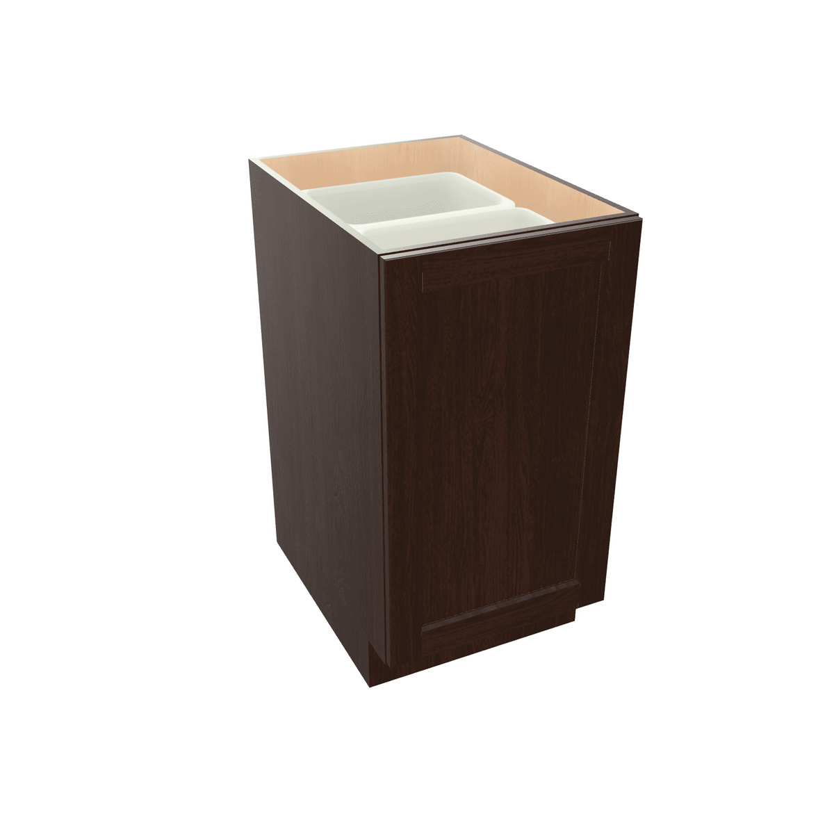 Espresso Assembled Base Cabinet Recycle / Trash Can Full Height Pullout 15" or 18" Wide