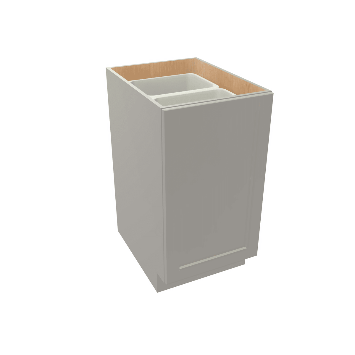 Misty-Grey Assembled Base Cabinet Recycle / Trash Can Full Height Pullout 15" or 18" Wide