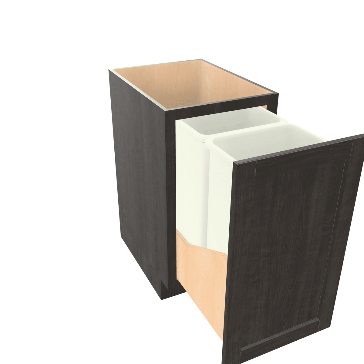 Smoky-Grey Assembled Base Cabinet Recycle / Trash Can Full Height Pullout 15" or 18" Wide
