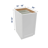 Luxor-White Assembled Base Cabinet Recycle / Trash Can Full Height Pullout 15" or 18" Wide