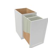 Luxor-White Assembled Base Cabinet Recycle / Trash Can Full Height Pullout 15" or 18" Wide
