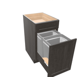 Smoky-Grey Assembled Base Cabinet Recycle Trash Can 1 Drawer Pullout 15" or 18" Wide