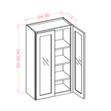 Haven-Ember Wall Cabinet Glass 2 Door 24" or 30" Wide (Routed for Glass)