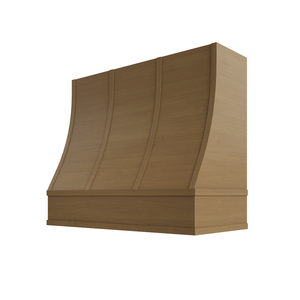 Shaker Essence Oak Hood CHA 2V Charlotte Sloped Flat Moulding Strapped Wood
