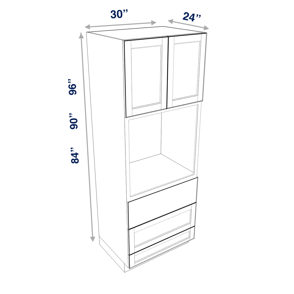 Smoky-Grey Assembled Tall Oven Cabinet 30" Wide