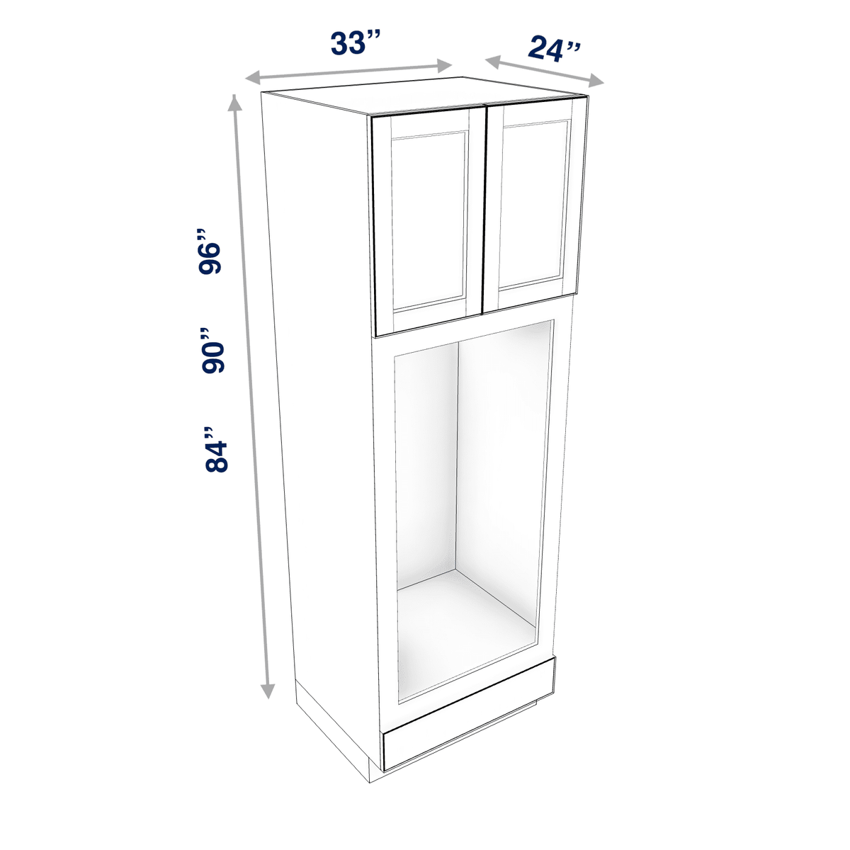 Smoky-Grey Assembled Tall Oven Cabinet 33" Wide